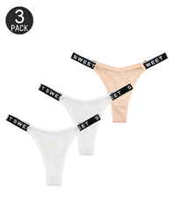 Sexy Heart Lace Thong Panties 3-Pack