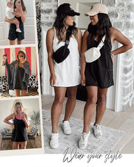 Vestido Mini Casual Sin Mangas Con Shorts Incorporados