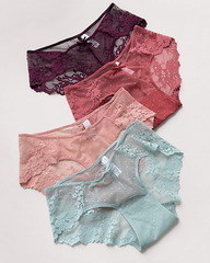 5-Pack Sexy Polka Dot Mesh Lace Panel Panties