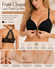 Sexy Front Closure Seamless Wire-Free Push-Up Lace Back Bra