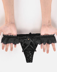 3-Pack Sexy Leopard Print Lace Trim Bell-Decorated Thongs