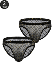 2-Pack Men's Sheer Mesh Diamond Pattern Briefs