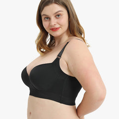Smoothing Back Push-Up Enhancing Bra-Black