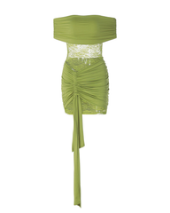 Sexy Sheer Lace Streamer Bodycon Body-Hugging Mini Dress
