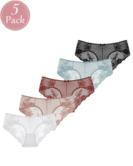 5-Pack Sexy Polka Dot Mesh Lace Panel Panties