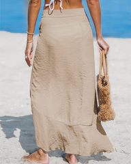 Ruffle Sarong Cover Up Self Tie Wrap Skirt