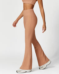 Pantalones acampanados de entrenamiento acanalados de cintura alta
