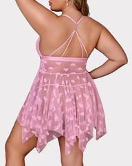 Sexy Heart Cutout Lace Front-Closure Nightdress