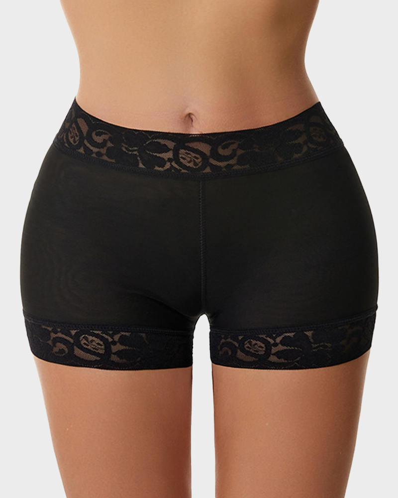 Shorts moldeadores suaves de encaje de cintura alta