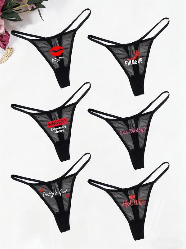 Low Rise T-back Mesh Panties