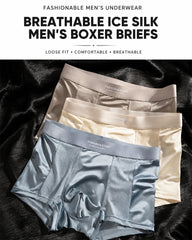 3-Pack Men's Satin Cool-Feel Ice Silk Breathable Mesh Boxer Briefs