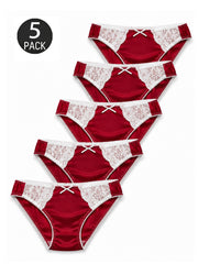 5-Pack Satin Silky Lace Panties