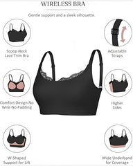 Women's Lace-Trimmed U-Shaped Wire-Free Seamless Comfort Bra