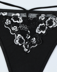 Luxury Floral Embroidered Crisscross Strap Lingerie Set