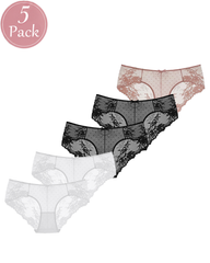 5-Pack Sexy Polka Dot Mesh Lace Panel Panties