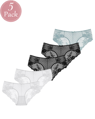 5-Pack Sexy Polka Dot Mesh Lace Panel Panties