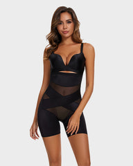 High Waist Cross Compression Mid-Thigh Shaping Shorts（2pcs ）