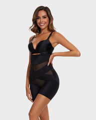 High Waist Cross Compression Mid-Thigh Shaping Shorts（2pcs ）
