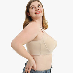 Full-Coverage Back Smoothing Bra-Brown+Beige (2 PACK）