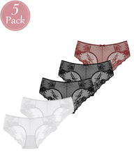 5-Pack Sexy Polka Dot Mesh Lace Panel Panties