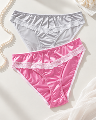 Plus Size Satin Lace Princess Vibe Panties 3-Pack