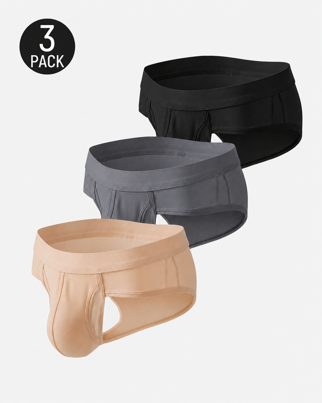 Multi-Pack Men's Ice Silk Breathable Side Open No-Removal Briefs