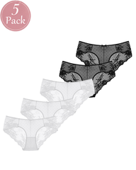 5-Pack Sexy Polka Dot Mesh Lace Panel Panties