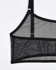 Sexy Solid Color Sheer Mesh Lingerie Set