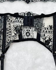 Sexy Floral Embroidery Sheer Mesh Lingerie Set