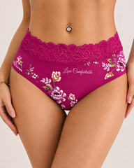 4-Pack Mid Waist Floral Print Lace Seamless Panties