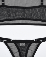 Sexy Solid Color Sheer Mesh Lingerie Set