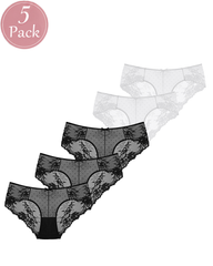 5-Pack Sexy Polka Dot Mesh Lace Panel Panties