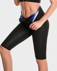 Pantalones de Sauna para Entrenamiento de Cintura Alta y Control de Abdomen de 5/8 de Largo