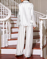 Casual Satin Striped Pajama Set