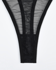 Sexy Solid Color Sheer Mesh Lingerie Set
