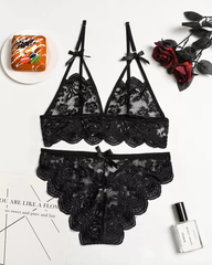Sexy Sheer Lace Two-Piece Lingerie Set