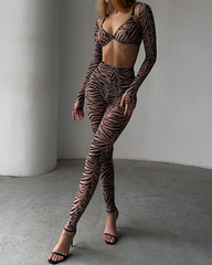Sexy Zebra Print 4-Piece Lingerie Set