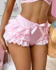 Satin-Look Ruffle Layered Lace Bow Panties