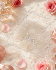 2-Piece Set Sexy Rhinestone Double-Heart Cutout Body Chain