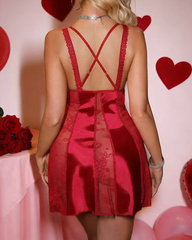 Sexy Lace Sheer Babydoll Nightdress with Bow Detail