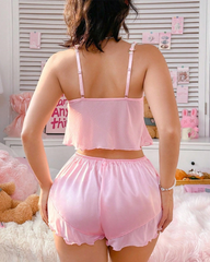 Cute Pink Satin Cami Pajama Set