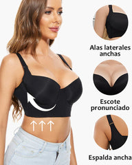 Smoothing Back Push-Up Enhancing Bra-Black