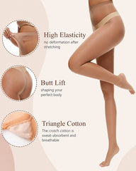 3 Pairs Ultra Thin 10D Control Toeless Pantyhose