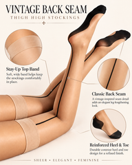 2-Pair Vintage Back Seam Thigh-High Stockings Set