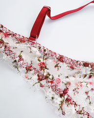 Romantic Floral Embroidered Lace Underwire Bra & Thong Set