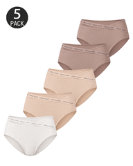 5-Pack Asymmetric Waistband Cutout Bikini Panties – Mixed Colors