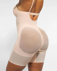 Women's Adjustable Straps Deep V Tummy Control Backless Crotch Zipper All-in-One Body Shaper