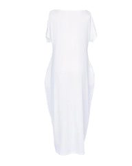 Women's Solid Color Bat Sleeve Casual Comfortable Short Sleeve Dress