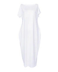 Women's Solid Color Bat Sleeve Casual Comfortable Short Sleeve Dress