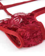 Women's Floral Lace Sexy Adjustable Strap Bra and Thong Set
